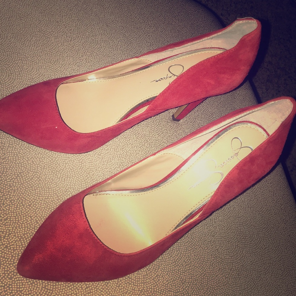 Red pointed toe heels — size 9